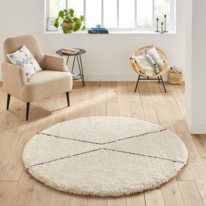 Rond tapijt in berber stijl, Luna LA REDOUTE INTERIEURS. Polypropyleen materiaal. Maten diameter 120 cm. Beige kleur