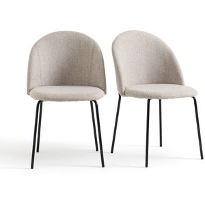 Set van 2 stoelen in mêlee stof, Nordie LA REDOUTE INTERIEURS. Metaal materiaal. Maten één maat. Beige kleur
