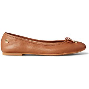 Platte ballerina's met ronde top LAUREN RALPH LAUREN. Leer materiaal. Maten 37. Kastanje kleur