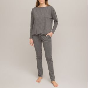 Pyjama in tricot, lange mouwen SO'HOME. Katoen materiaal. Maten 38/40 FR - 36/38 EU. Zwart kleur