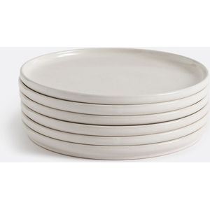 Tecka - Set van 6 Platte Borden - Beige - Steengoed