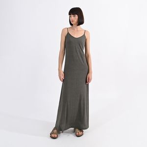 Lange jurk met smalle bandjes LILI SIDONIO. Katoen materiaal. Maten L. Groen kleur
