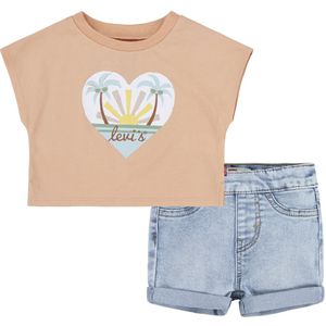 2-delig ensemble, T-shirt en short LEVI'S KIDS. Katoen materiaal. Maten 18 mnd - 81 cm. Oranje kleur