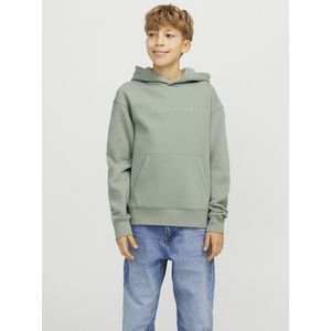 Hoody in fleece met bedrukte tekst JACK & JONES JUNIOR. Molton materiaal. Maten 12 jaar - 150 cm. Grijs kleur