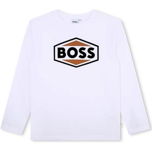 T-shirt met lange mouwen BOSS KIDSWEAR. Katoen materiaal. Maten 12 jaar - 150 cm. Wit kleur