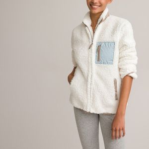 Korte homewear vest in fleecetricot LA REDOUTE COLLECTIONS. Fleece tricot materiaal. Maten 50/52 FR - 48/50 EU. Wit kleur