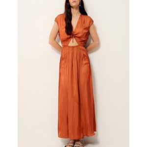 Lange jurk in polyester VITTORIA SESSUN. Polyester materiaal. Maten S. Oranje kleur