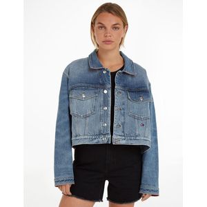 Kort, recht jeans jacket TOMMY HILFIGER. Katoen materiaal. Maten S. Blauw kleur