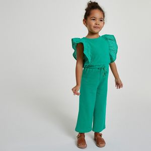 Jumpsuit met korte mouwen met volants LA REDOUTE COLLECTIONS. Katoen materiaal. Maten 3 jaar - 94 cm. Groen kleur