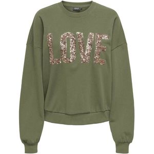 Sweater met tekst ONLY. Katoen materiaal. Maten S. Groen kleur