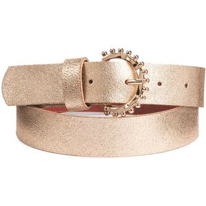 Riem in metallic leer NEVILLE DES PETITS HAUTS. Leer materiaal. Maten 80 cm. Goudkleur kleur