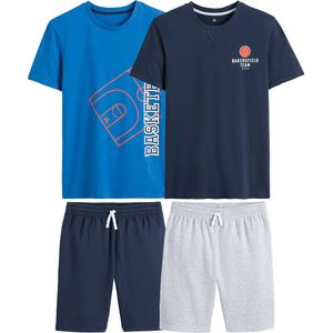 Set van 2 pyjashorts met basketbal print LA REDOUTE COLLECTIONS. Katoen materiaal. Maten 14 jaar - 162 cm. Blauw kleur