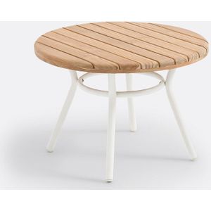 Chassagne - Lage Tuintafel - Wit/Naturel - Aluminium/Teak