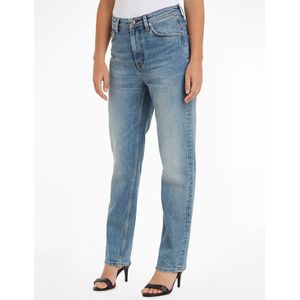 Verwassen rechte jeans TOMMY HILFIGER. Bio katoen materiaal. Maten 29 US - 36/38 EU. Blauw kleur