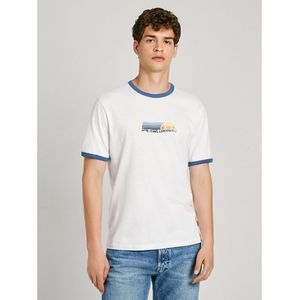 T-shirt met geborduurd logo PEPE JEANS. Katoen materiaal. Maten M. Wit kleur