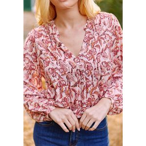 Bedrukte blouse met lange mouwen DOUCI. LA PETITE ETOILE. Katoen materiaal. Maten 2(M). Roze kleur