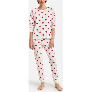 Pyjama met lange mouwen en hartenprint PETIT BATEAU. Katoen materiaal. Maten S. Rood kleur