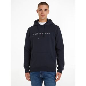 Rechte hoodie linear logo TOMMY JEANS. Katoen materiaal. Maten XXL. Blauw kleur