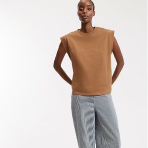 Mouwloze trui in zuiver katoen met ronde hals LA REDOUTE COLLECTIONS. Katoen materiaal. Maten S. Kastanje kleur
