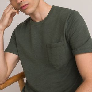 T-shirt met ronde hals en korte mouwen LA REDOUTE COLLECTIONS. Bio katoen materiaal. Maten 3XL. Groen kleur