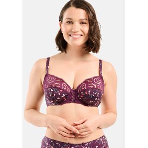 Omsluitende BH Amélie Print SANS COMPLEXE. Polyamide materiaal. Maten 90E FR - 75E EU. Violet kleur