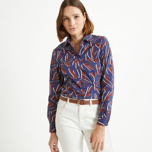 Hemd met geometrische print, lange mouwen ANNE WEYBURN. Katoen materiaal. Maten 54 FR - 52 EU. Blauw kleur