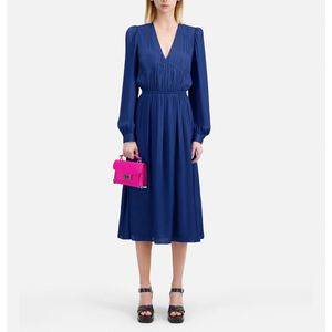 Wijd uitlopende jurk met lange mouwen THE KOOPLES. Polyester materiaal. Maten 0(XS). Blauw kleur