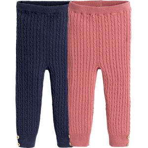 Set van 2 leggings in kabeltricot LA REDOUTE COLLECTIONS. Katoen materiaal. Maten 18 mnd - 81 cm. Blauw kleur