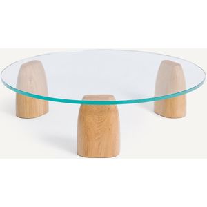 Clay AM.PM - Ronde Salontafel - Beige - Glas en Eikenhout