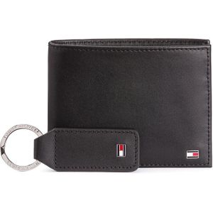Geschenkkoffer portefeuille en sleutelhanger TOMMY HILFIGER. Leer materiaal. Maten één maat. Zwart kleur