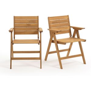 2 plooibare fauteuils Réalto, in acacia LA REDOUTE INTERIEURS.  materiaal. Maten één maat. Beige kleur