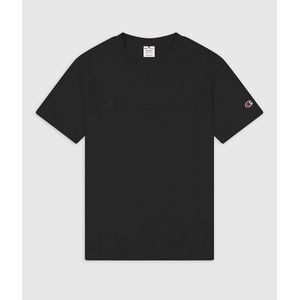 T-shirt met korte mouwen, geborduurd groot logo CHAMPION. Katoen materiaal. Maten XS. Zwart kleur