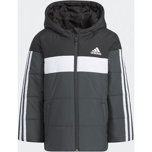 Donsjas met rits en kap ADIDAS SPORTSWEAR. Polyester materiaal. Maten 5/6 jaar - 108/114 cm. Zwart kleur