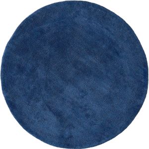 Rond tapijt in getuft kant Renzo, groot model LA REDOUTE INTERIEURS. Katoen materiaal. Maten diameter 120 cm. Blauw kleur