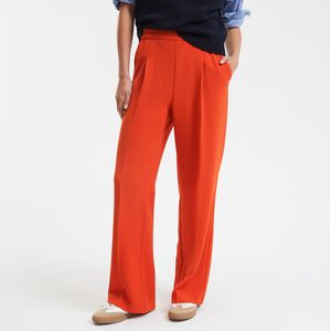 Wijde broek, in crêpe van polyester LA REDOUTE COLLECTIONS. Polyester materiaal. Maten 34 FR - 32 EU. Oranje kleur