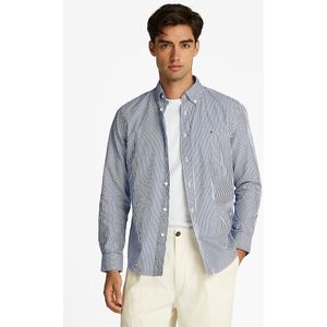 Recht overhemd in popeline TOMMY HILFIGER. Katoen materiaal. Maten L. Blauw kleur