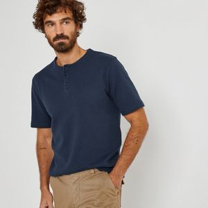T-shirt met tuniekhals en korte mouwen LA REDOUTE COLLECTIONS. Katoen materiaal. Maten XXL. Blauw kleur