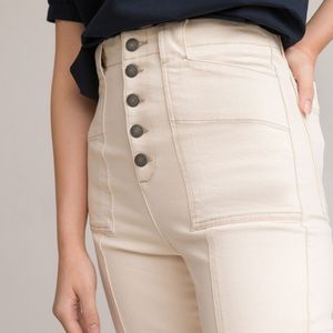 Mom jeans met hoge taille LA REDOUTE COLLECTIONS. Denim materiaal. Maten 46 FR - 44 EU. Beige kleur