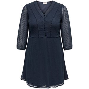 Korte jurk met V-hals ONLY CARMAKOMA. Polyester materiaal. Maten 48 FR - 46 EU. Blauw kleur
