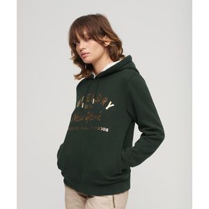 Hoodie Metallic Logo SUPERDRY. Katoen materiaal. Maten 34 FR - 32 EU. Groen kleur