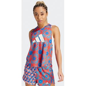 Grafisch sport tank top Farm Rio adidas Performance. Polyester materiaal. Maten M. Rood kleur