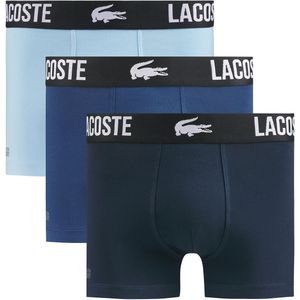 Set van 3 boxershorts in jersey LACOSTE. Katoen materiaal. Maten S. Blauw kleur