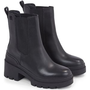 Boots chelsea met hak, in leer. TOMMY HILFIGER. Leer materiaal. Maten 41. Zwart kleur