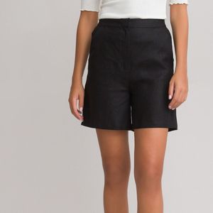 Short in zuiver linnen LA REDOUTE COLLECTIONS. Linnen materiaal. Maten 38 FR - 36 EU. Zwart kleur