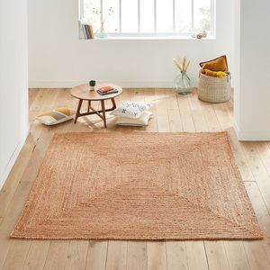 Vierkant tapijt in jute, Aftas LA REDOUTE INTERIEURS. Jute materiaal. Maten 300 x 300 cm. Beige kleur