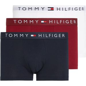 Set van 3 effen boxershorts TOMMY HILFIGER. Katoen materiaal. Maten L. Blauw kleur