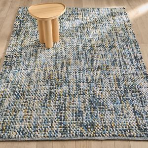 Dik tapijt in wol, handgeweven, Mutanya AM.PM. Wol materiaal. Maten 120 x 180 cm. Blauw kleur