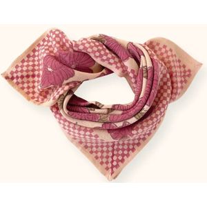 MANIKA - Kleine Sjaal - Roze - Katoen - Pop Corn Print