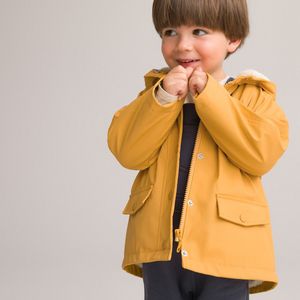 Regenjas met kap, sherpa voering LA REDOUTE COLLECTIONS. Polyurethaan materiaal. Maten 9 mnd - 71 cm. Geel kleur