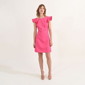 Korte jurk met volants MOLLY BRACKEN. Polyester materiaal. Maten S. Roze kleur